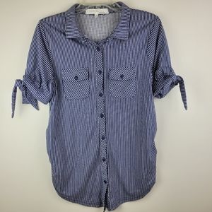Eden & Olivia Blue Striped Button Down Shirt